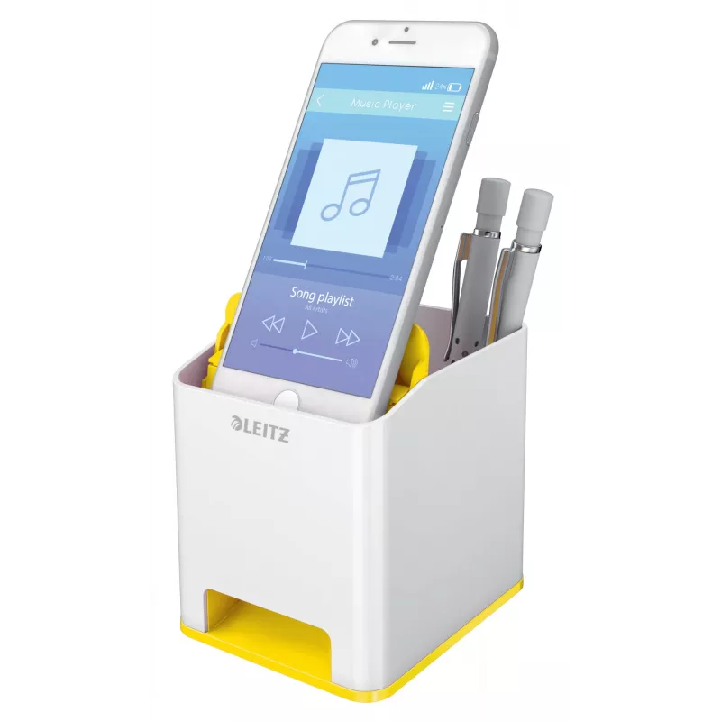 Leitz Sound Pen Holder WOW, White, Yellow, Polystyrene, 90 mm, 101 mm, 100 mm, 140 g