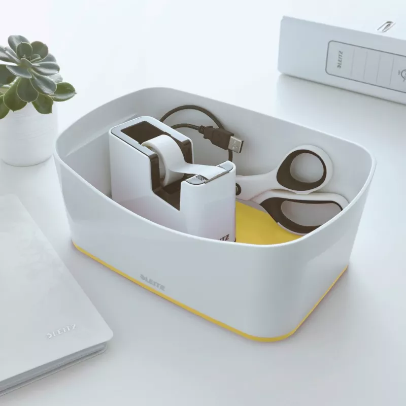 Leitz Tape Dispenser WOW, 1.9 cm, 33 m, Polystyrene (PS), White, Yellow, 51 mm, 126 mm