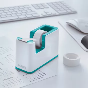 Leitz Tape Dispenser WOW, 1.9 cm, 33 m, Polystyrene (PS), Light Blue, White, 51 mm, 126 mm