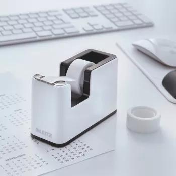 Leitz Tape Dispenser WOW, 1.9 cm, 33 m, Polystyrene (PS), Black, White, 51 mm, 126 mm
