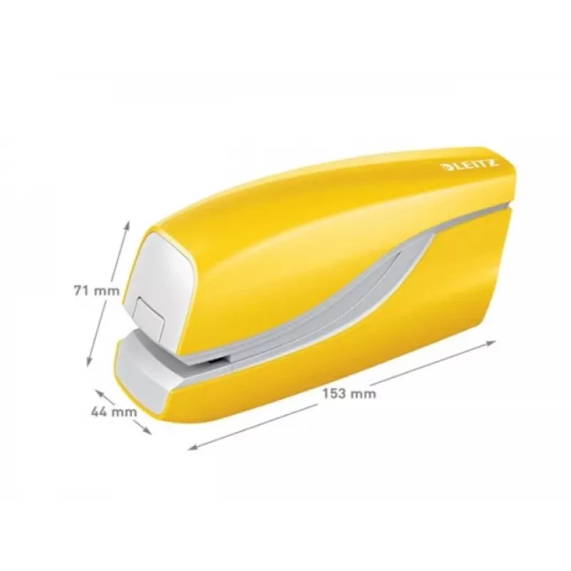 Leitz Stapler Battery-powered WOW 5566, 10 sheets, Front, 1 cm, Plastic, Yellow, Battery