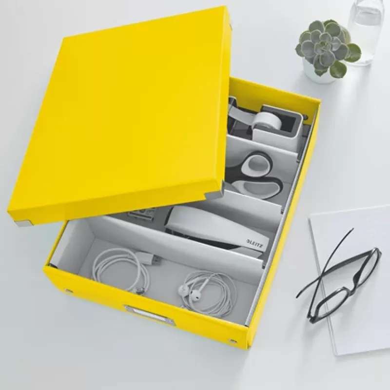 Leitz Click & Store WOW Medium Organiser Box, Storage box, Yellow, Rectangular, Carton, Monochromatic, Indoor