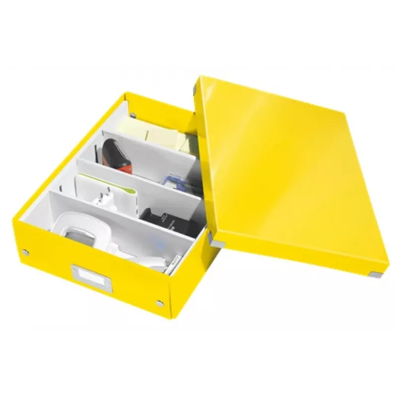 Leitz Click & Store WOW Medium Organiser Box, Storage box, Yellow, Rectangular, Carton, Monochromatic, Indoor