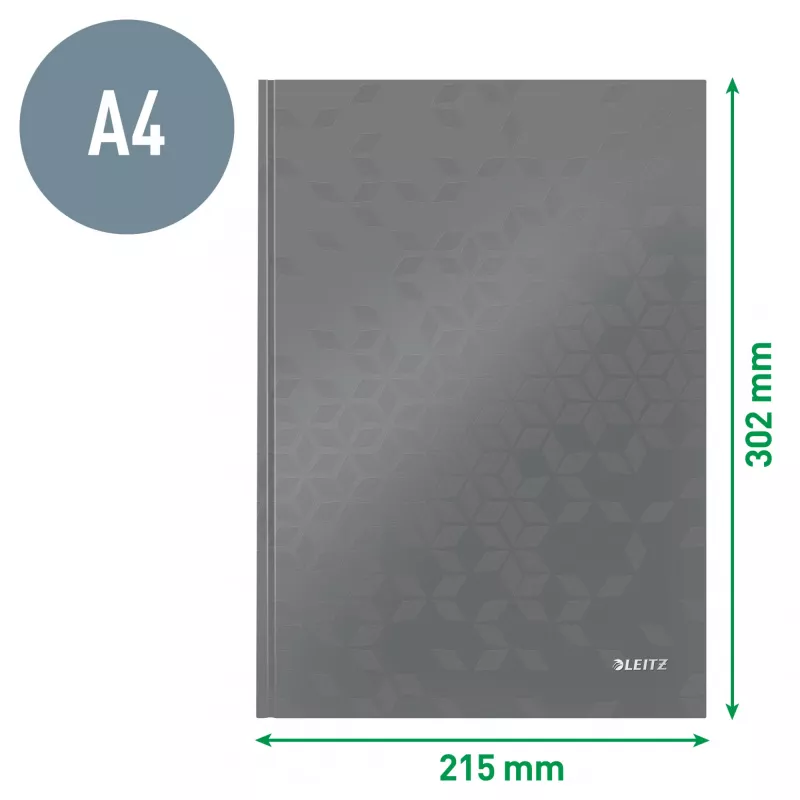Leitz Notebook WOW A4 Squared with hardcover 90g/80sheets, Pattern, Green, A4, 80 sheets, 80 g/m², Squared paper