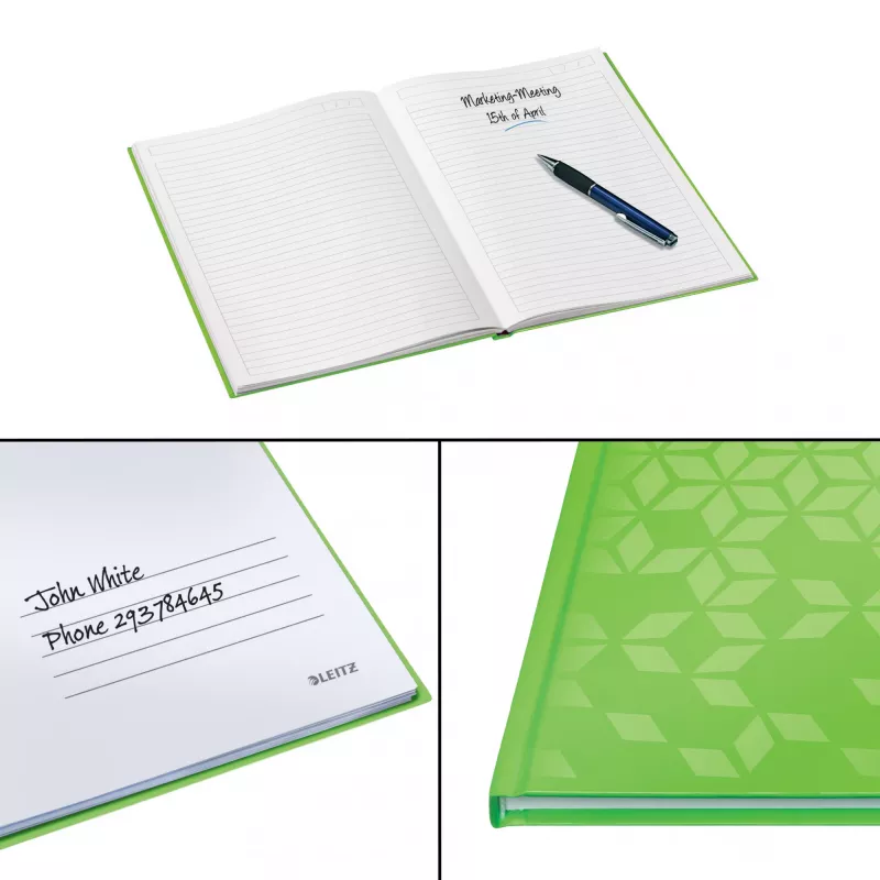 Leitz Notebook WOW A5 Ruled with hardcover 90g/80sheets, Pattern, Green, A5, 80 sheets, 80 g/m², Lined paper