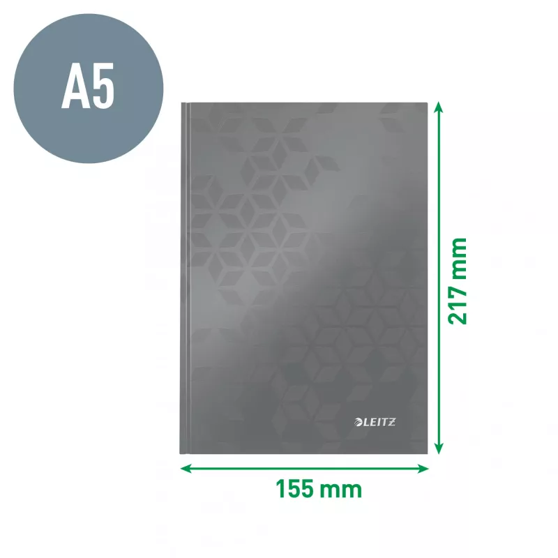 Leitz WOW Notebook A5 squared with hardcover, Pattern, Green, A5, 80 sheets, 80 g/m², Squared paper