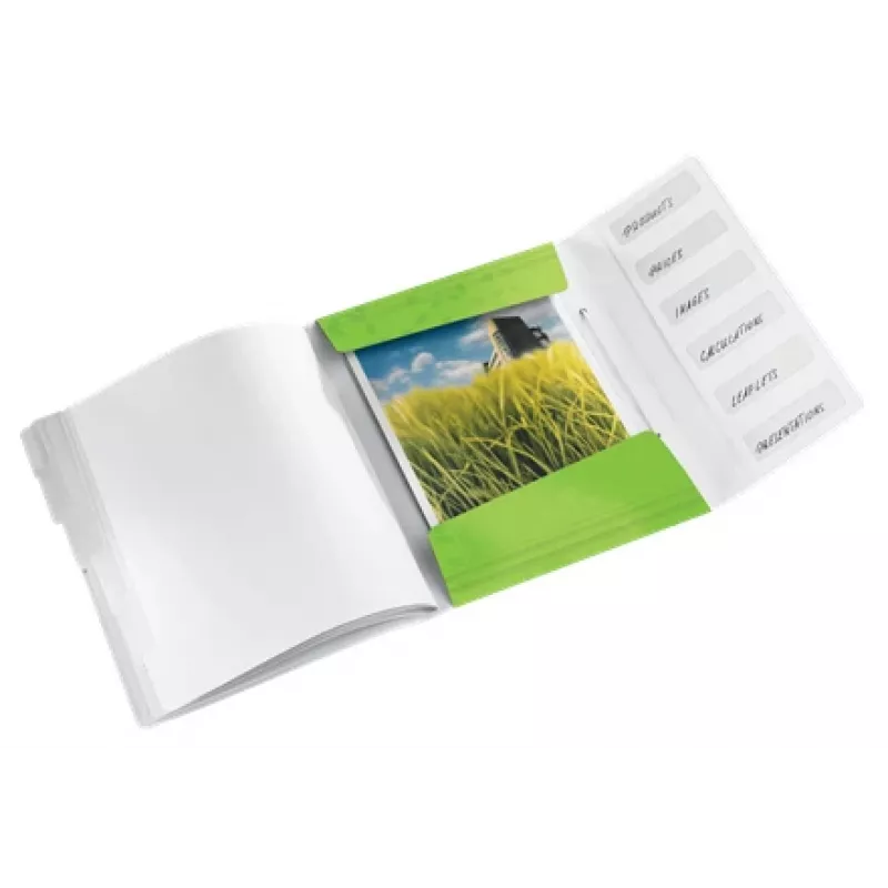 Leitz Divider Book WOW PP 6 tabs, Conventional file folder, A4, Polypropylene (PP), Green, Glossy, 200 sheets