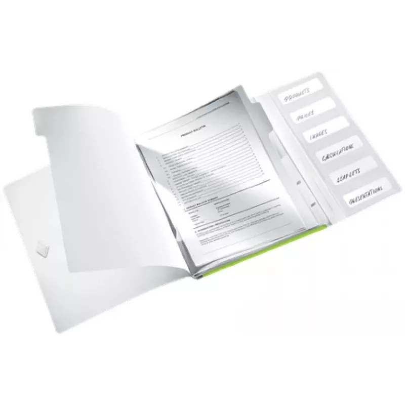 Leitz Divider Book WOW PP 6 tabs, Conventional file folder, A4, Polypropylene (PP), Green, Glossy, 200 sheets