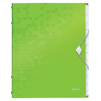 Leitz Divider Book WOW PP 12 tabs, A4, Polypropylene (PP), Green, 200 sheets, 80 g/m², 265 mm