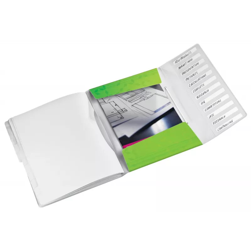 Leitz Divider Book WOW PP 12 tabs, A4, Polypropylene (PP), Green, 200 sheets, 80 g/m², 265 mm