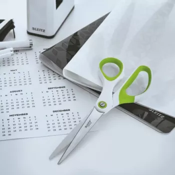 Leitz WOW Titanium Office Scissors 205 mm, Adult, Straight cut, Single, Green, White, Stainless steel, Office scissors