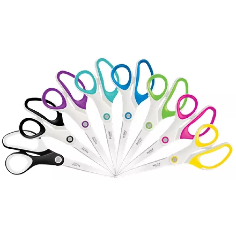 Leitz WOW Titanium Office Scissors 205 mm, Adult, Straight cut, Single, Green, White, Stainless steel, Office scissors