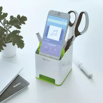 Leitz Sound Pen Holder WOW, Green, White, Polystyrene (PS), 90 mm, 100 mm, 101 mm, 140 g