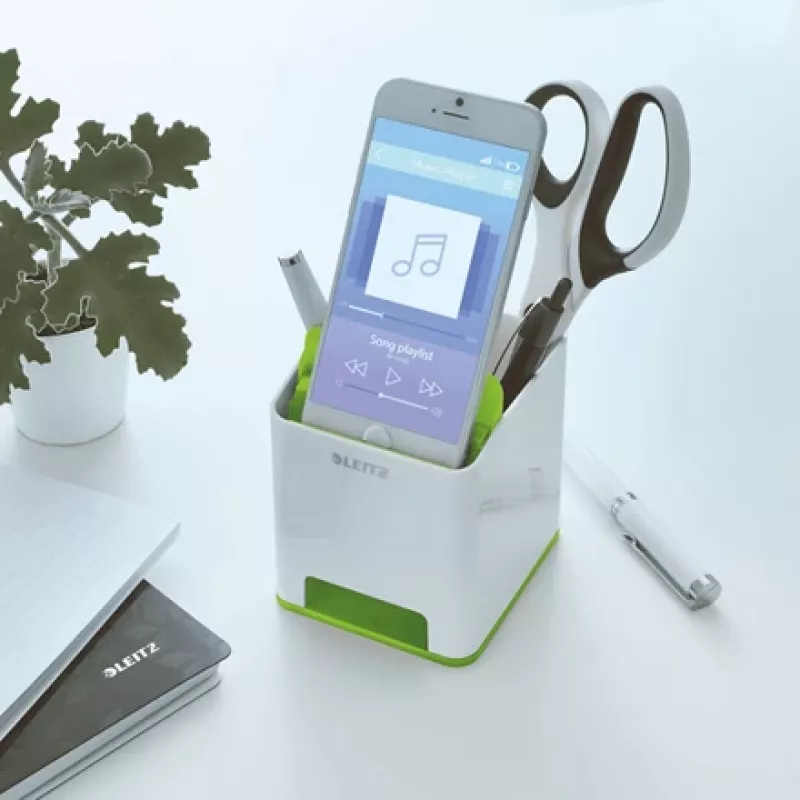 Leitz Sound Pen Holder WOW, Green, White, Polystyrene (PS), 90 mm, 100 mm, 101 mm, 140 g
