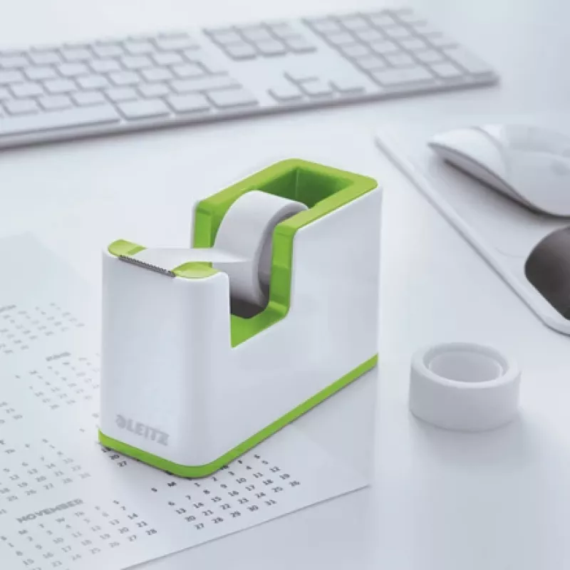 Leitz Tape Dispenser WOW, 1.9 cm, 33 m, Polystyrene (PS), Green, White, 51 mm, 126 mm