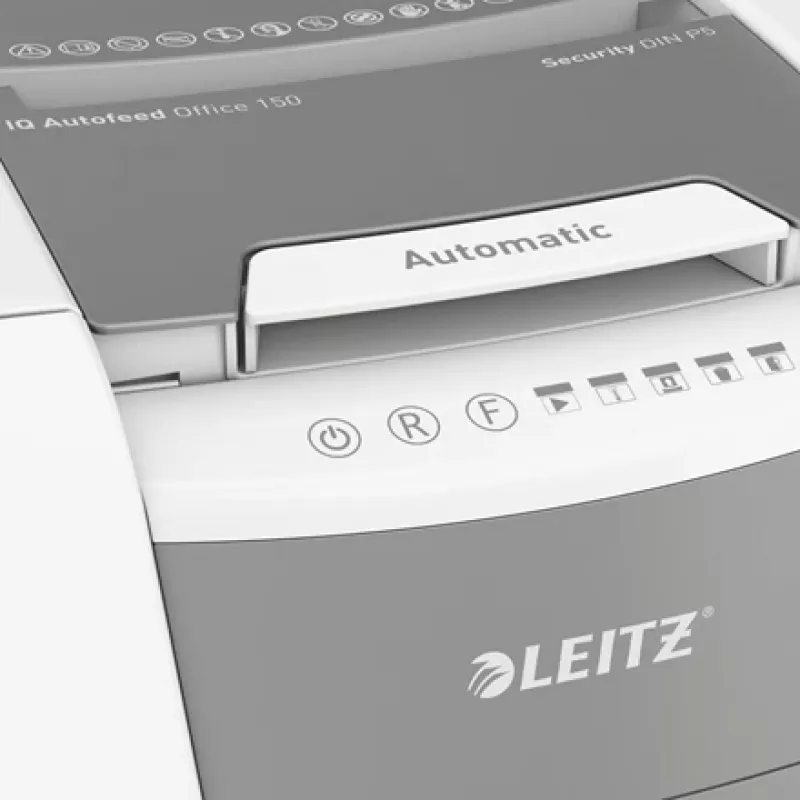 Leitz IQ Autofeed Office 150 Automatic Paper Shredder P5, Micro-cut shredding, 22 cm, 2 x 15 mm, 44 L, 500 sheets, 55 dB