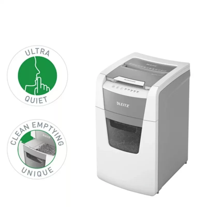 Leitz IQ Autofeed Office 150 Automatic Paper Shredder P5, Micro-cut shredding, 22 cm, 2 x 15 mm, 44 L, 500 sheets, 55 dB