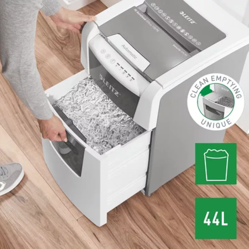 Leitz IQ Autofeed Office 150 Automatic Paper Shredder P5, Micro-cut shredding, 22 cm, 2 x 15 mm, 44 L, 500 sheets, 55 dB