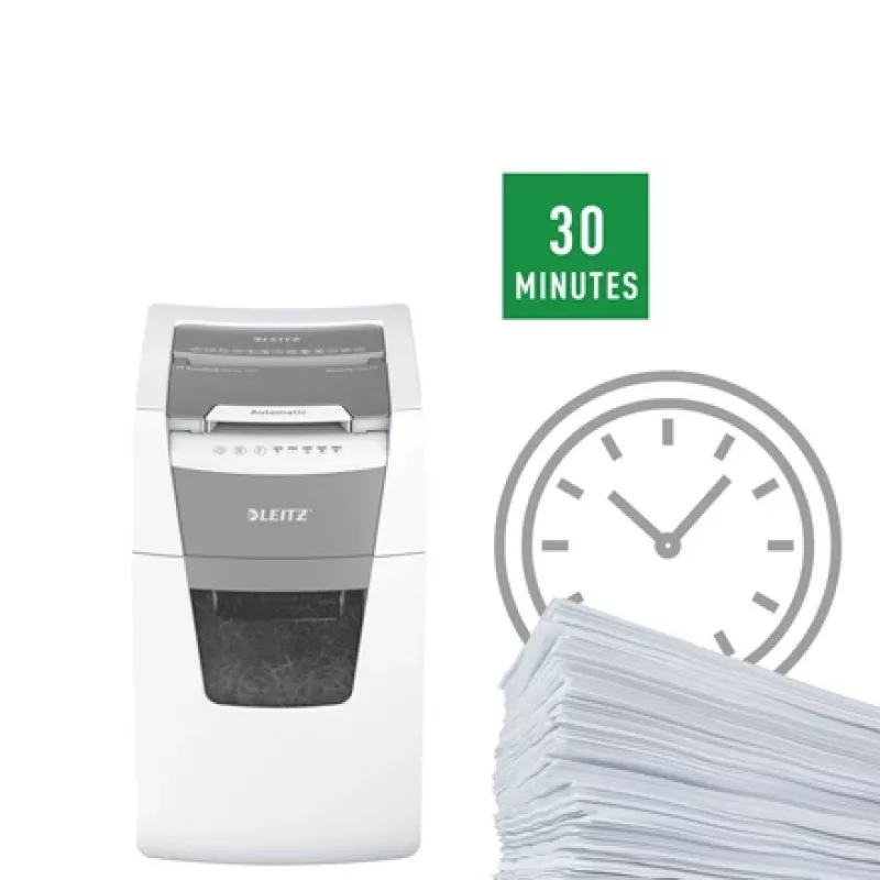 Leitz IQ Autofeed Office 150 Automatic Paper Shredder P5, Micro-cut shredding, 22 cm, 2 x 15 mm, 44 L, 500 sheets, 55 dB