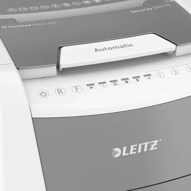 Leitz IQ Autofeed Office 300 Automatic Paper Shredder P5, Micro-cut shredding, 22 cm, 2 x 15 mm, 60 L, 700 sheets, 55 dB