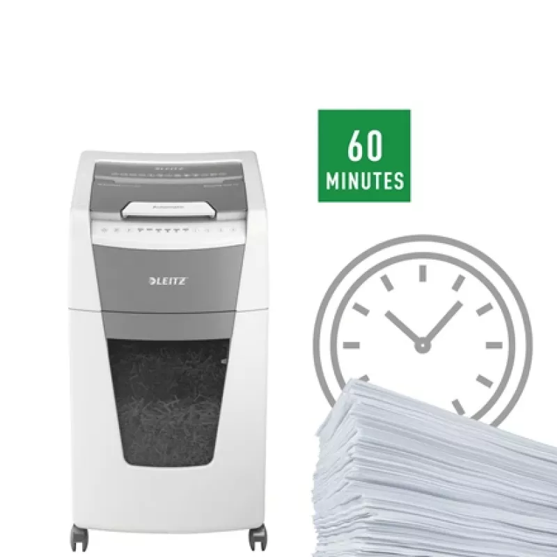 Leitz IQ Autofeed Office 300 Automatic Paper Shredder P5, Micro-cut shredding, 22 cm, 2 x 15 mm, 60 L, 700 sheets, 55 dB