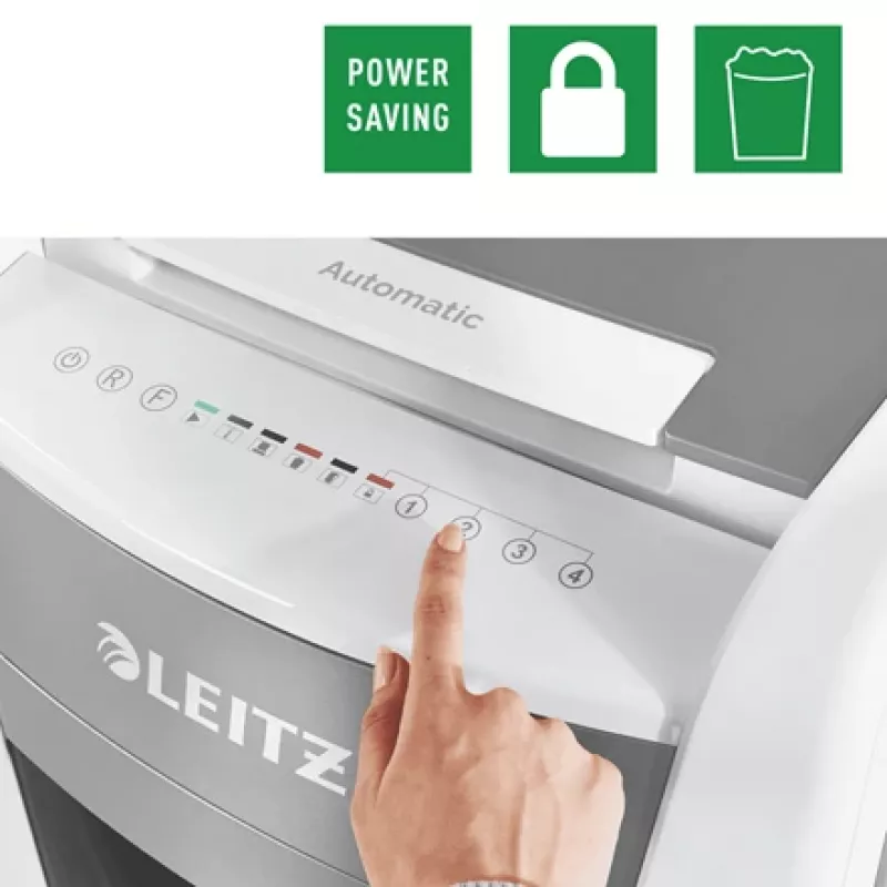 Leitz IQ Autofeed Office 300 Automatic Paper Shredder P5, Micro-cut shredding, 22 cm, 2 x 15 mm, 60 L, 700 sheets, 55 dB