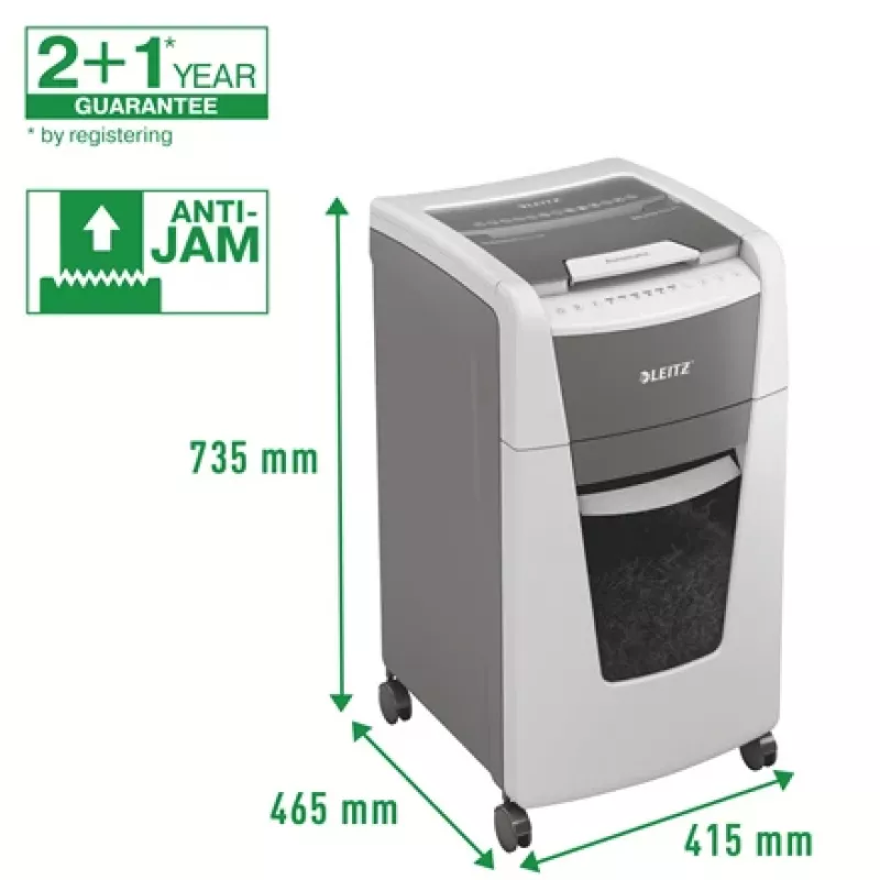 Leitz IQ Autofeed Office 300 Automatic Paper Shredder P5, Micro-cut shredding, 22 cm, 2 x 15 mm, 60 L, 700 sheets, 55 dB