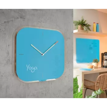Leitz Cosy Silent Glass Wall Clock, Square, Blue, 300 mm, 300 mm, 40 mm, 1.6 kg