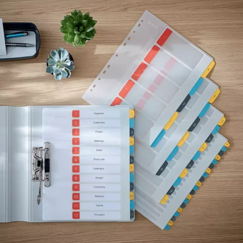 Leitz Cosy 1-10 Printable Index, PP, Numeric tab index, Polypropylene (PP), Portrait, A4 Maxi, 245 mm, 305 mm