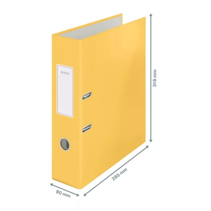 Leitz 180° Cosy Lever Arch File Soft Touch 80mm, A4, Carton, Yellow, Textured surface, 600 sheets, 80 g/m²