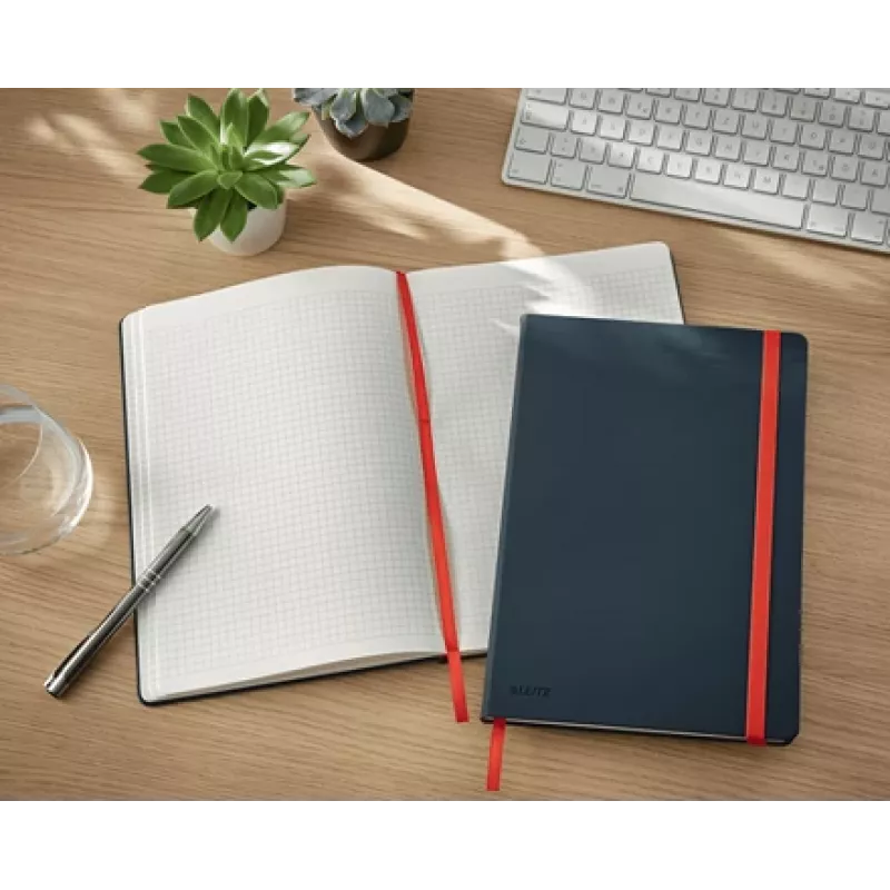 Leitz Cosy Notebook Soft Touch Squared with Hardcover, Monochromatic, Black, B5, 80 sheets, Matt, 100 g/m²