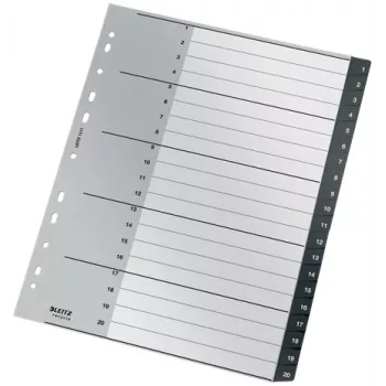 Leitz Recycle Index, PP, extra wide, Numeric tab index, Polypropylene (PP), Black, White, A4 Maxi, 160 g/m², 238 mm