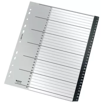 Leitz Recycle Index, PP, extra wide, Numeric tab index, Polypropylene (PP), Black, White, Portrait, A4 Maxi, 160 g/m²