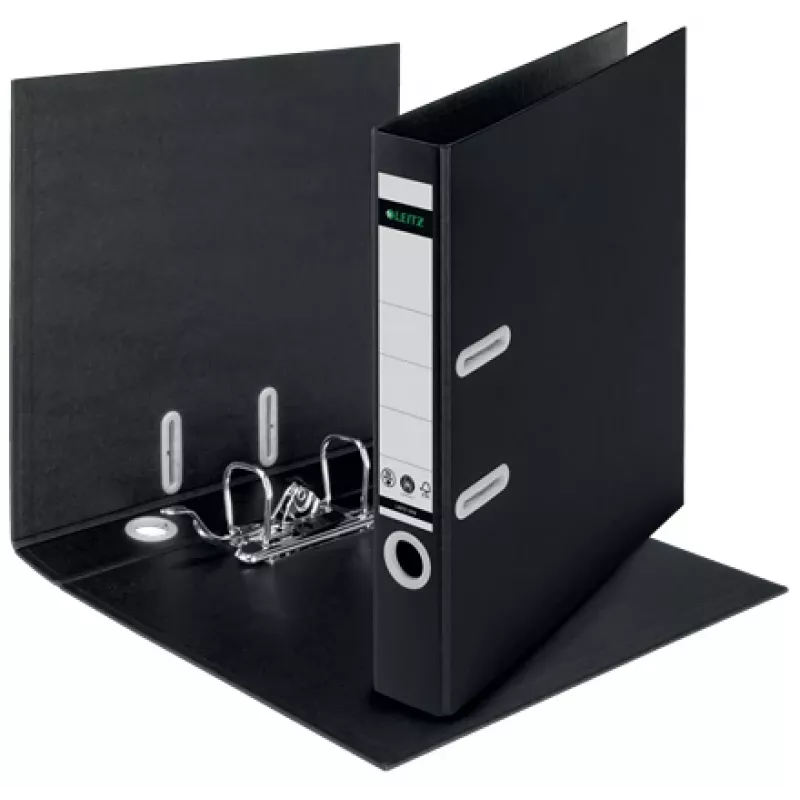 Leitz 180° Recycle Lever Arch File, A4, Carton, Black, 350 sheets, 80 g/m², 320 mm