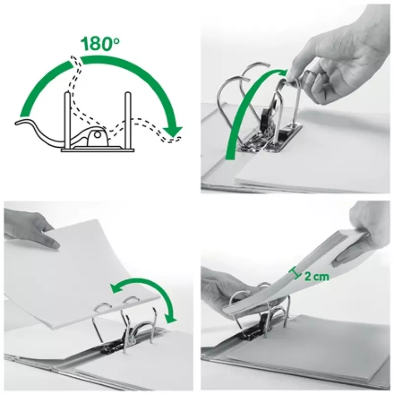 Leitz 180° Recycle Lever Arch File, A4, Carton, Black, 350 sheets, 80 g/m², 320 mm