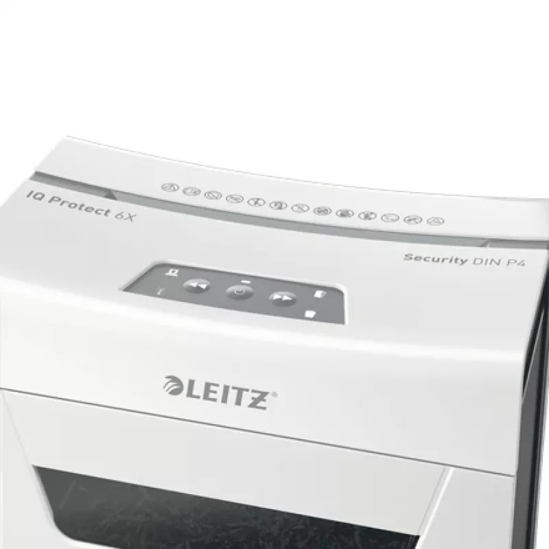 Leitz IQ Protect Premium Paper Shredder 6X P4, 4 x 40 mm, 10 L, 100 sheets, 55 dB, Touch, 6 sheets