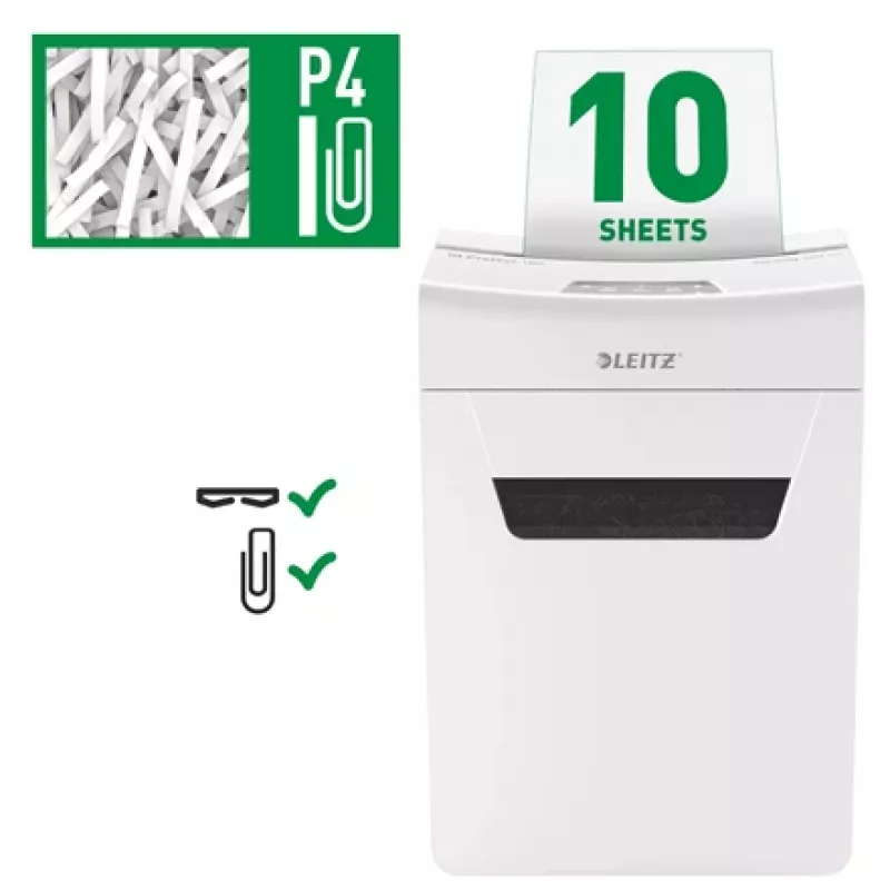 Leitz IQ Protect Premium Paper Shredder 10X P4, 4 x 40 mm, 18 L, 150 sheets, 55 dB, Touch, 10 sheets