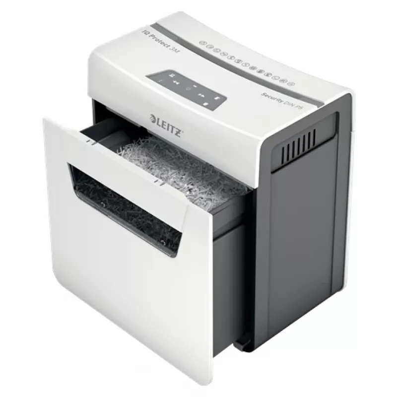 Leitz IQ Protect Premium Paper Shredder 3M P5, Micro-cut shredding, 2 x 15 mm, 10 L, 125 sheets, 55 dB, Touch