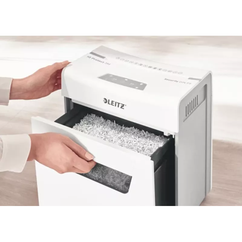 Leitz IQ Protect Premium Paper Shredder 3M P5, Micro-cut shredding, 2 x 15 mm, 10 L, 125 sheets, 55 dB, Touch