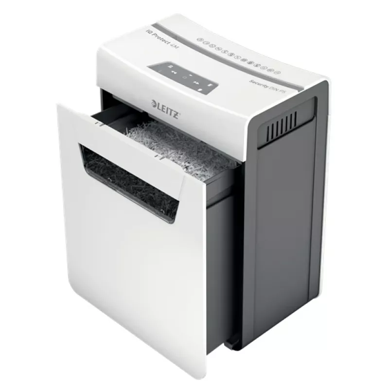 Leitz IQ Protect Premium Paper Shredder 4M P5, Micro-cut shredding, 2 x 15 mm, 14 L, 150 sheets, 55 dB, Touch