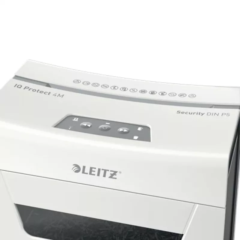 Leitz IQ Protect Premium Paper Shredder 4M P5, Micro-cut shredding, 2 x 15 mm, 14 L, 150 sheets, 55 dB, Touch