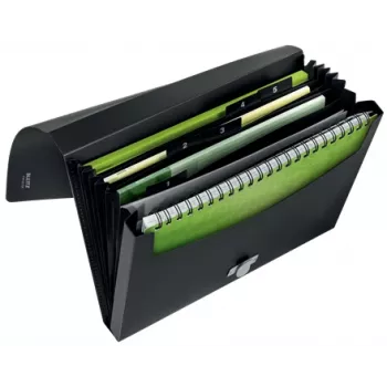 Leitz Recycle Expanding Concertina File, Signature folder, A4, Polypropylene (PP), Black, Glossy, 250 sheets