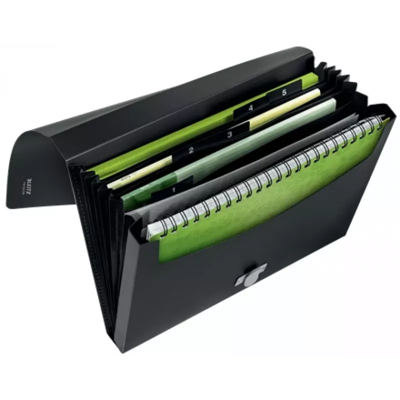 Leitz Recycle Expanding Concertina File, Signature folder, A4, Polypropylene (PP), Black, Glossy, 250 sheets