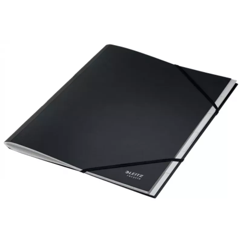 Leitz Recycle Card Divider Book, Signature folder, A4, Carton, Black, Matt, Elastic band
