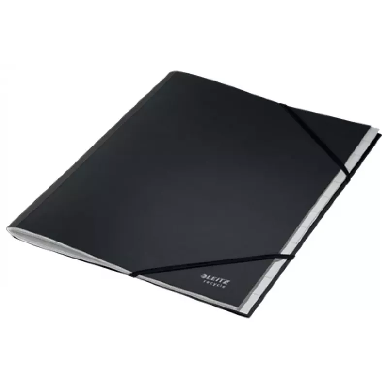 Leitz Recycle Card Divider Book, Signature folder, A4, Carton, Black, Matt, Elastic band