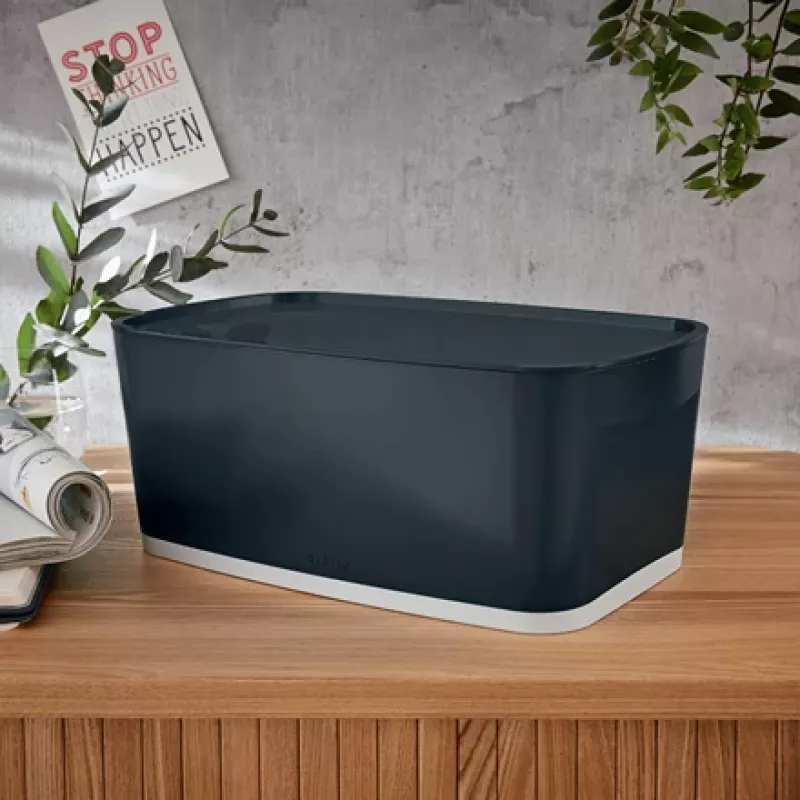 Leitz MyBox Cosy Small with lid, Storage Box, Storage box, Grey, Rectangular, Plastic, Monochromatic, Indoor