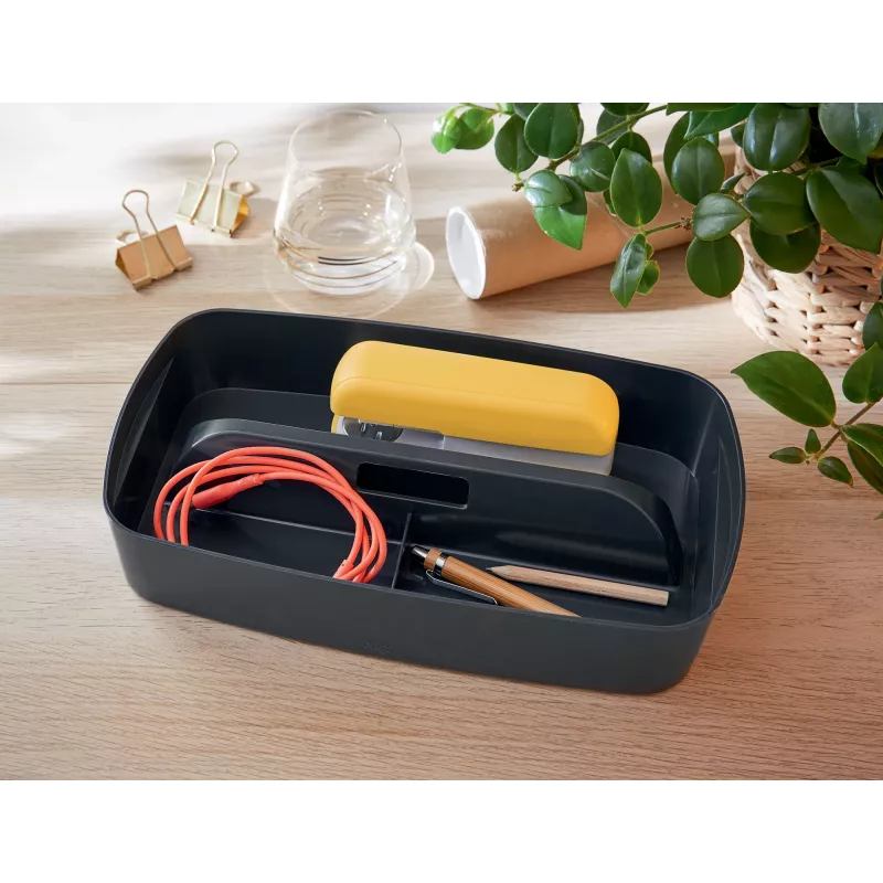Leitz MyBox Cosy Organiser Tray with handle Small, Storage, Grey, Plastic, 307 mm, 181 mm, 56 mm, 300 g