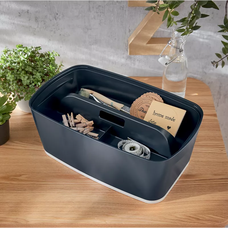 Leitz MyBox Cosy Organiser Tray with handle Small, Storage, Grey, Plastic, 307 mm, 181 mm, 56 mm, 300 g