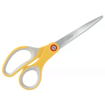Leitz Cosy Titanium Office Scissors 205 mm, Adult, Straight cut, Single, Grey, Yellow, Stainless steel, Office scissors