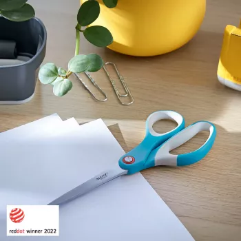 Leitz Cosy Titanium Office Scissors 205 mm, Adult, Straight cut, Single, Blue, Stainless steel, Office scissors
